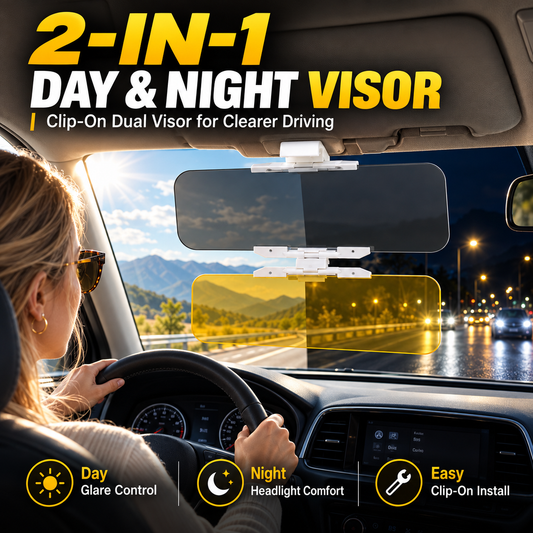 🚗 Universal HD Anti-Glare Car Sun Visor for Day & Night Driving 🌞🌙