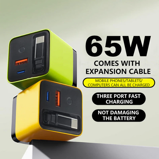 🏆 Last-day special price: $19.99! 🔌65W Fast Charging Phone Charger Block with Retractable 80cm Type‑C