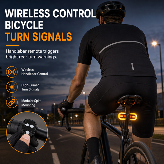 🚴 Wireless Bike Turn Signals: Thumb Control, Split Frame Lights, USB Rechargeable