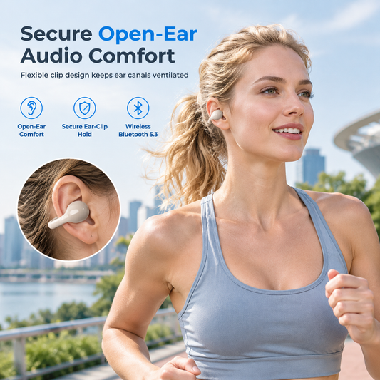 🎧 Open-Ear Clip Earbuds: Secure Sport Fit, Pinch-Free Comfort, Ambient Awareness