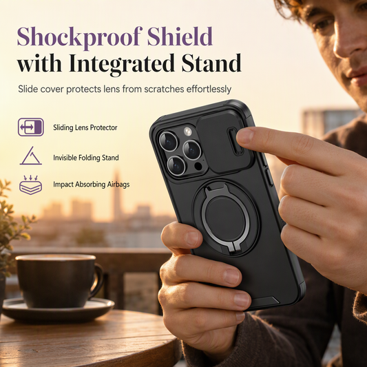 📢📢50% OFF !! ⏰Shockproof Phone Case with Sliding Cover and Kickstand