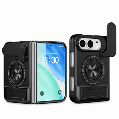 📢📢50%  OFF !! ⏰Fold Case: Sliding Lens Cover, Dual Kickstand, Magnetic, Shockproof Armor