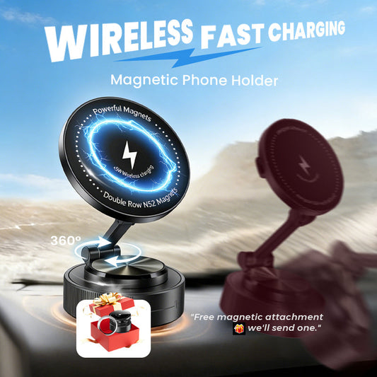 🔥50% OFF!!📢📱 Wireless Fast-Charging Magnetic Phone Holder – Keep Your Phone Charged & Within Reach While You Drive ✨