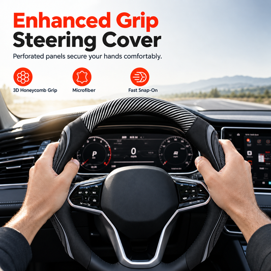 🚗 Steering Wheel Cover: Non-Slip Grip, Hexagonal Texture, Palm Massage, 15" Universal